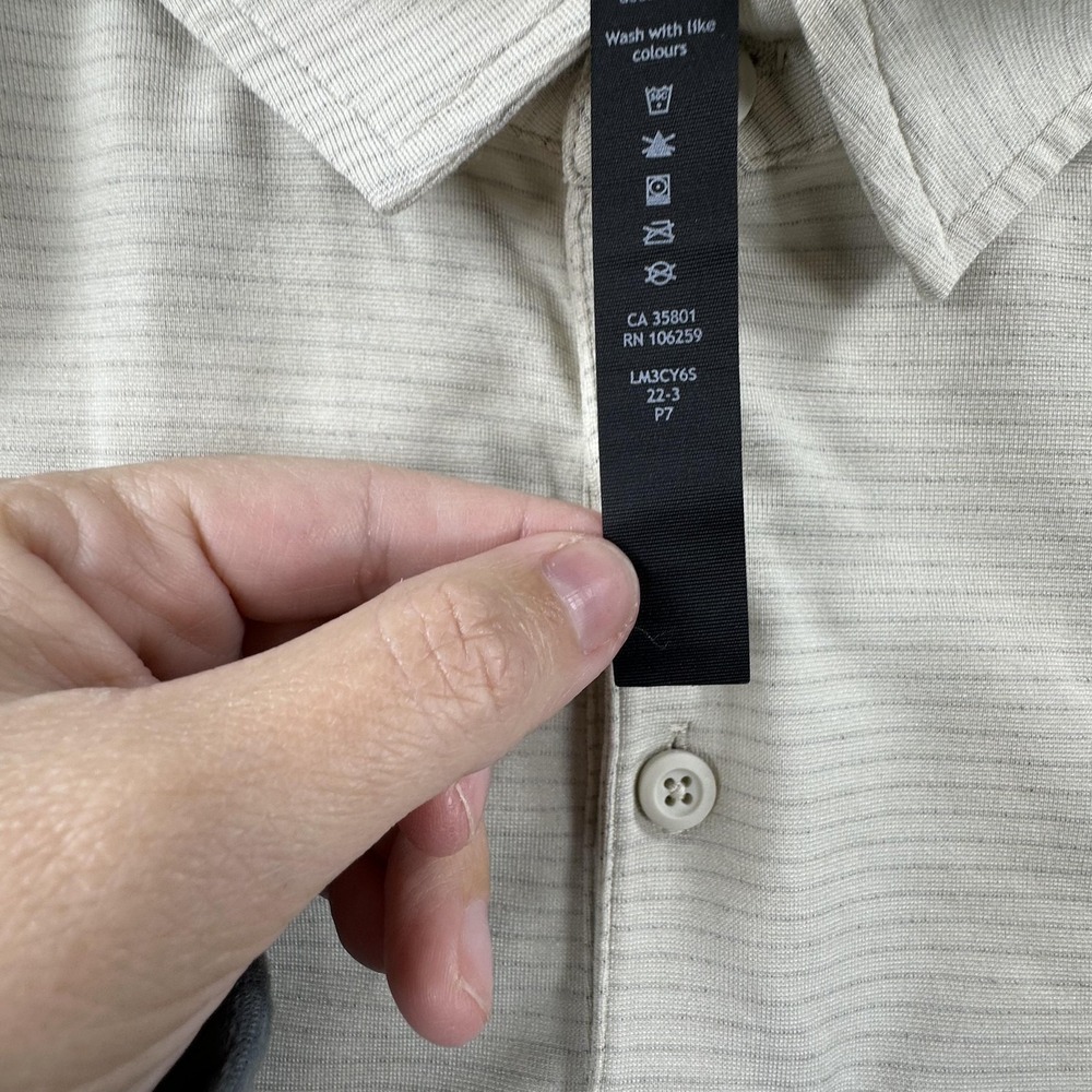 Lululemon Polo Shirt Mens Large Light Gray Stripe Evolution Golf Performance - Picture 6 of 9